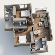 Floor plan of 2 BHK 531 Sq. Ft. Apartment in Runwal Gardens North Avenue, Thane