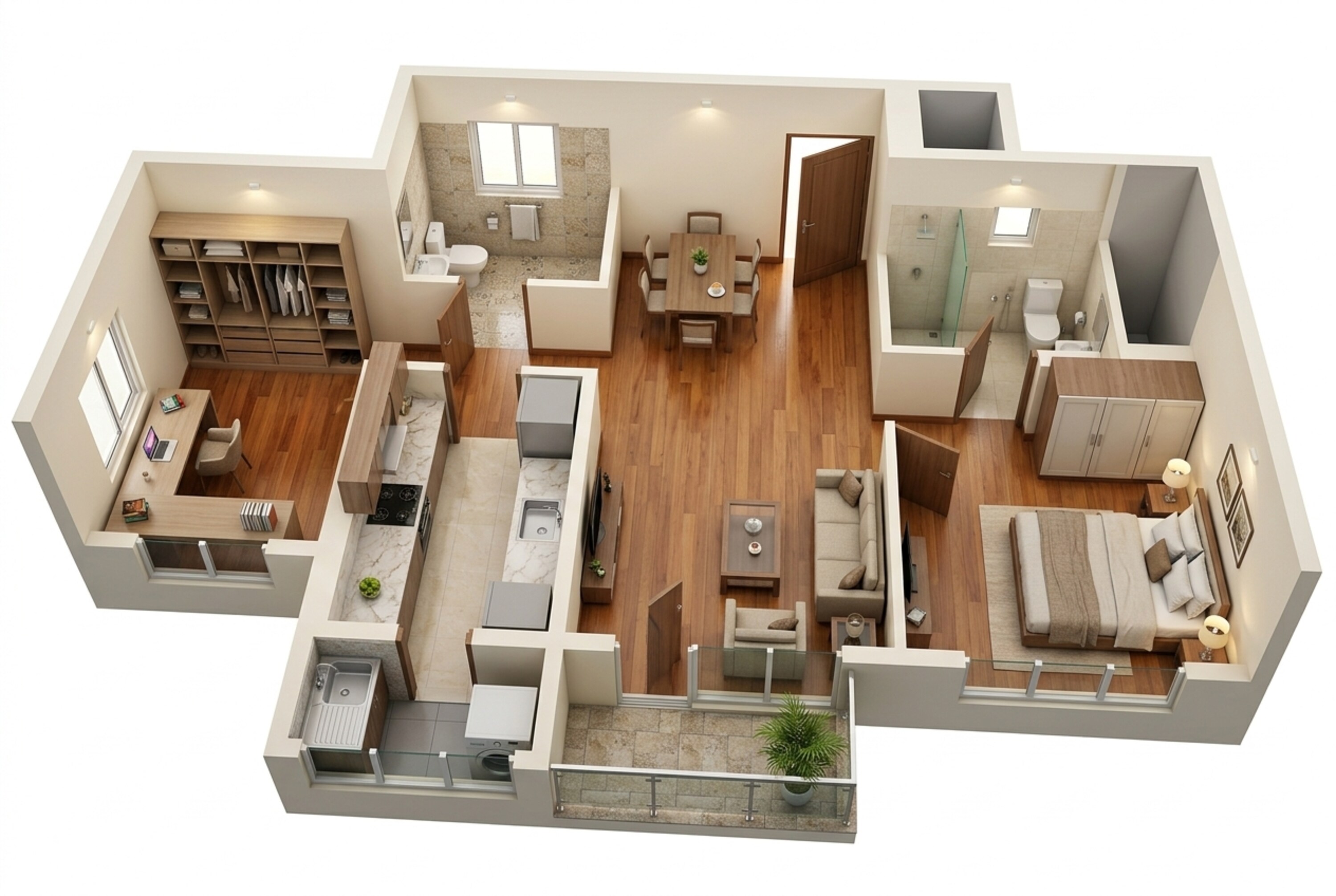 Floor plan of 2 BHK 674 Sq. Ft. Apartment in Runwal Gardens North Avenue, Thane