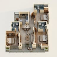 Floor plan of 3 BHK 1202 Sq. Ft. Apartment in Godrej Prive, Gurgaon