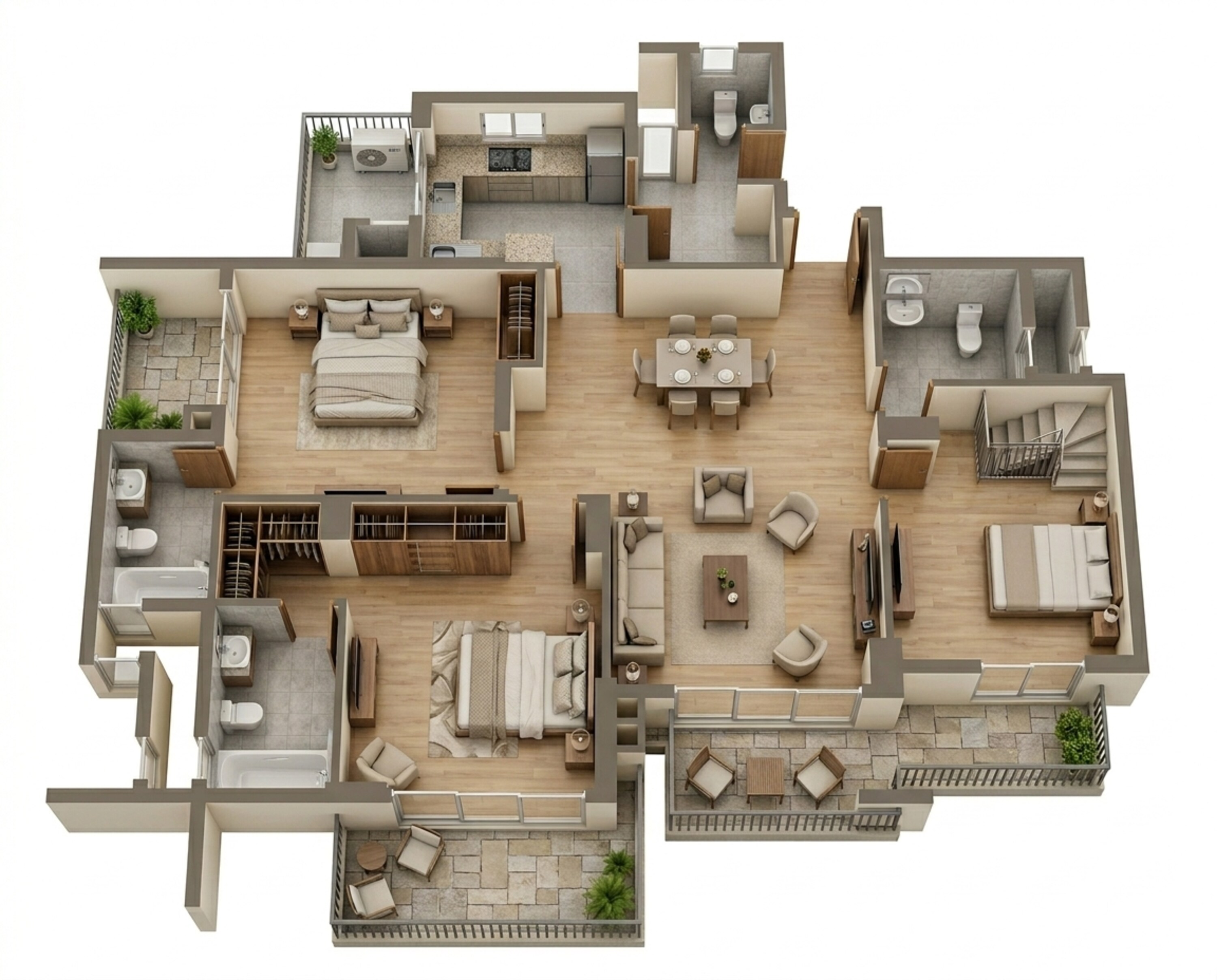 Floor plan of 3 BHK 1485 Sq. Ft. Apartment in Godrej Prive, Gurgaon