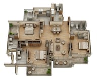 Floor plan of 3 BHK 1485 Sq. Ft. Apartment in Godrej Prive, Gurgaon
