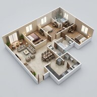 Floor plan of 3 BHK 1003 Sq. Ft. Apartment in Gera World of Joy, Pune