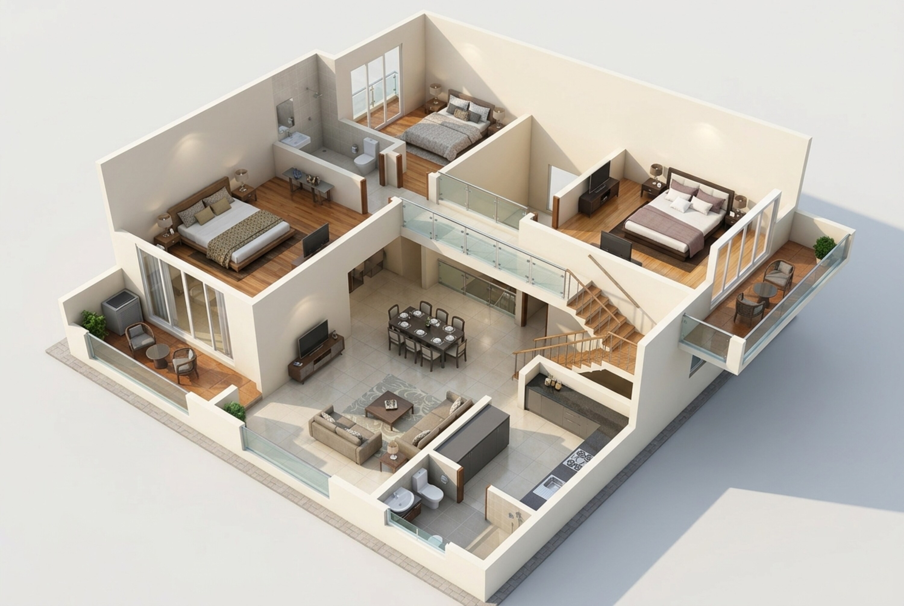Floor plan of 3 BHK 1059 Sq. Ft. Apartment in Gera World of Joy, Pune