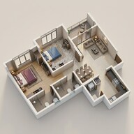 Floor plan of 2 BHK 634 Sq. Ft. Apartment in Gera World of Joy, Pune