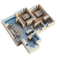 Floor plan of 2 BHK 792 Sq. Ft. Apartment in Gera World of Joy, Pune