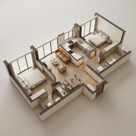 Floor plan of 2 BHK 785 Sq. Ft. Apartment in Kalpataru Elitus, Mumbai