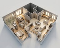 Floor plan of 2 BHK 802 Sq. Ft. Apartment in Kalpataru Elitus, Mumbai