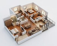 Floor plan of 3 BHK 1056 Sq. Ft. Apartment in Kalpataru Elitus, Mumbai