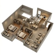 Floor plan of 2 BHK 677 Sq. Ft. Apartment in Godrej Boulevard Manjri, Pune