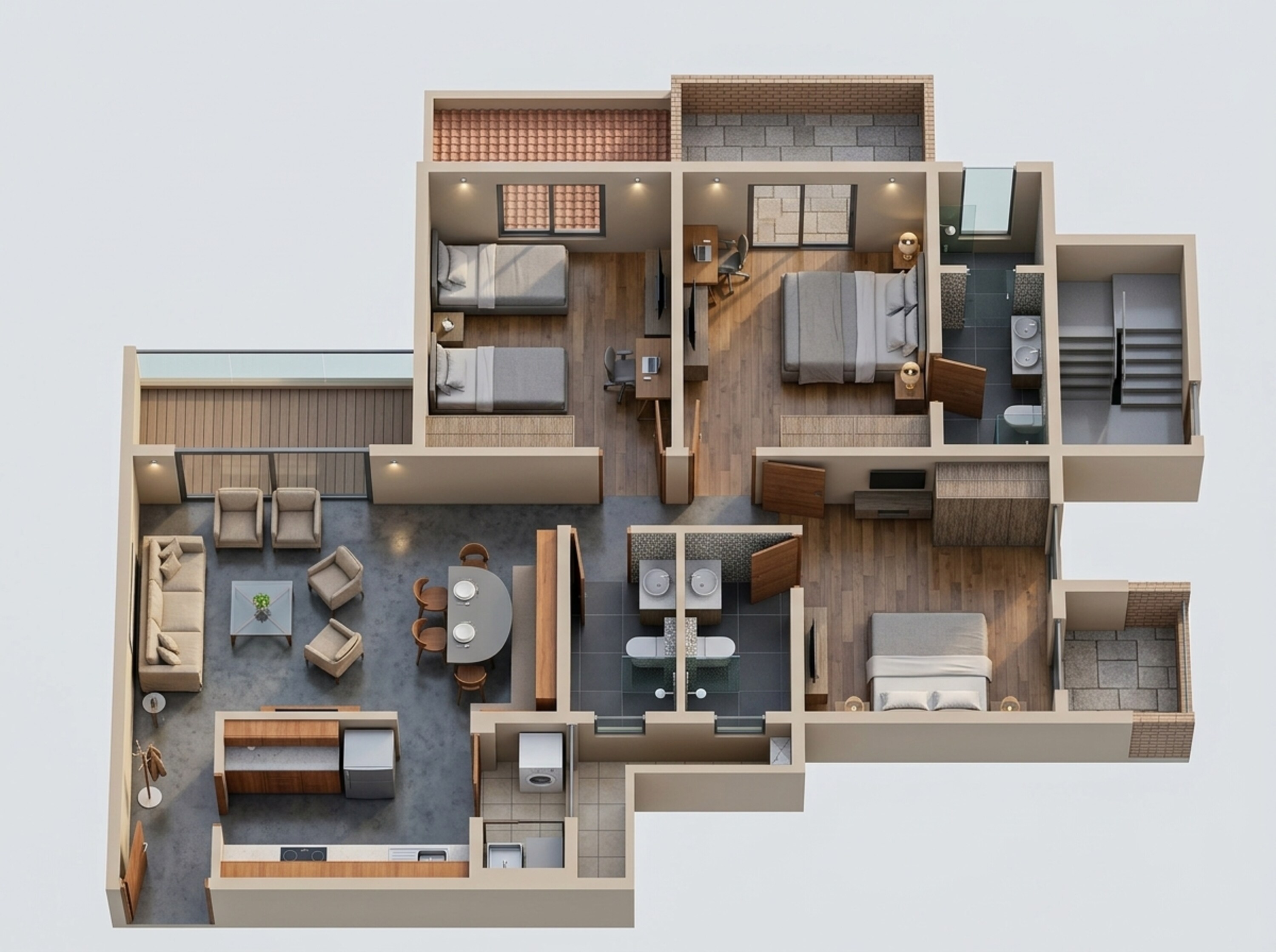 Floor plan of 3 BHK 789 Sq. Ft. Apartment in Godrej Boulevard Manjri, Pune