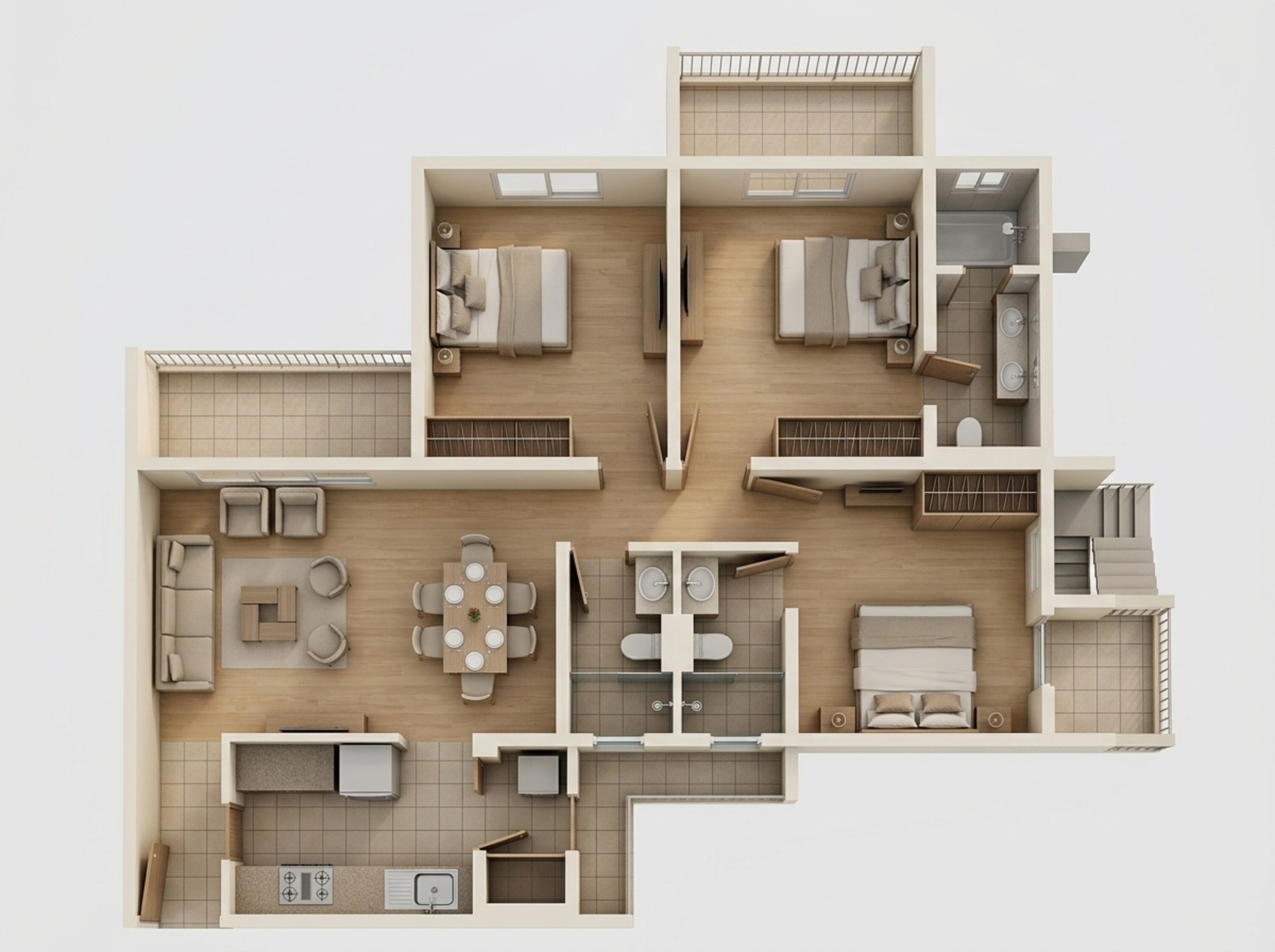 Floor plan of 3 BHK 789 Sq. Ft. Apartment in Godrej Boulevard, Pune