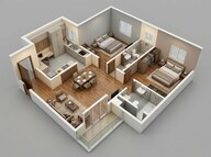 Floor plan of 2 BHK 644 Sq. Ft. Apartment in Shapoorji Pallonji Sewri, Mumbai