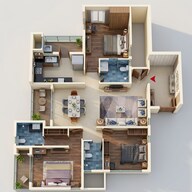 Floor plan of 3 BHK 1829 Sq. Ft. Apartment in TVS Emerald Isle of Trees, Bangalore