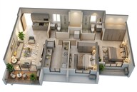 Floor plan of 2 BHK 650 Sq. Ft. Apartment in Dosti Eden, Thane