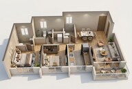 Floor plan of 2 BHK 702 Sq. Ft. Apartment in Dosti Eden, Thane