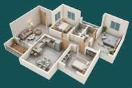 Floor plan of 3 BHK 1039 Sq. Ft. Apartment in Dosti Eden, Thane