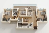 Floor plan of 3 BHK 1496 Sq. Ft. Apartment in Kolte Patil Life Republic Canvas, Pune