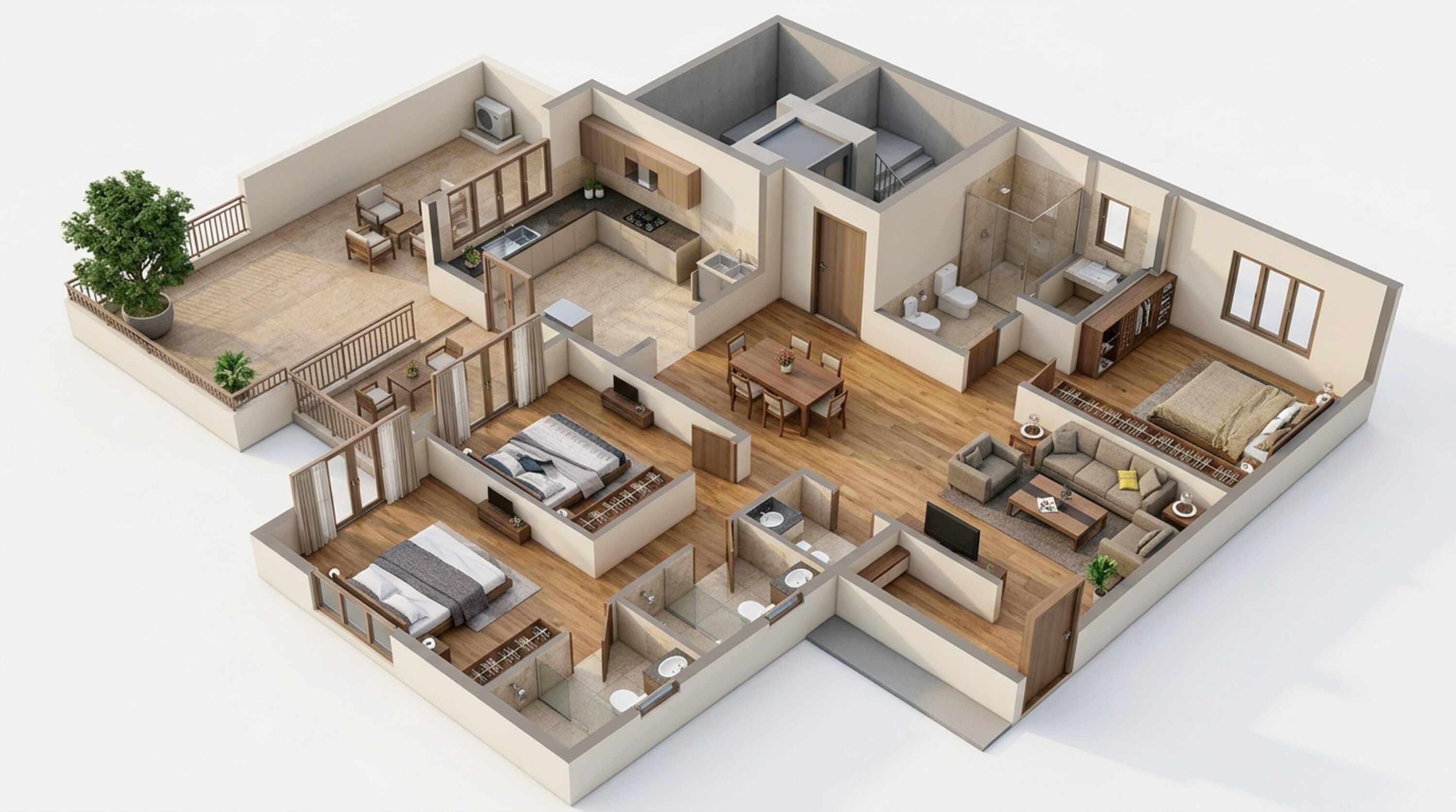 Floor plan of 3 BHK 1661 Sq. Ft. Apartment in Casagrand Avenue Park, Chennai