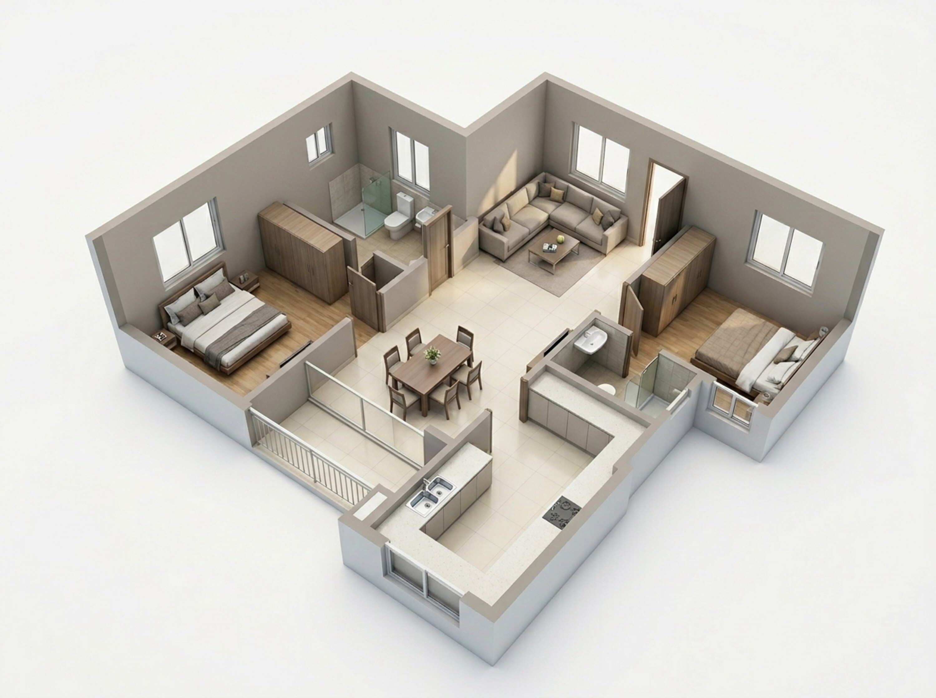 Floor plan of 2 BHK 1308 Sq. Ft. Apartment in Casagrand Estilo, Chennai