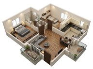 Floor plan of 2 BHK 911 Sq. Ft. Apartment in Sowparnika Euphoria, Bangalore