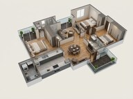 Floor plan of 3 BHK 1191 Sq. Ft. Apartment in Sowparnika Euphoria, Bangalore