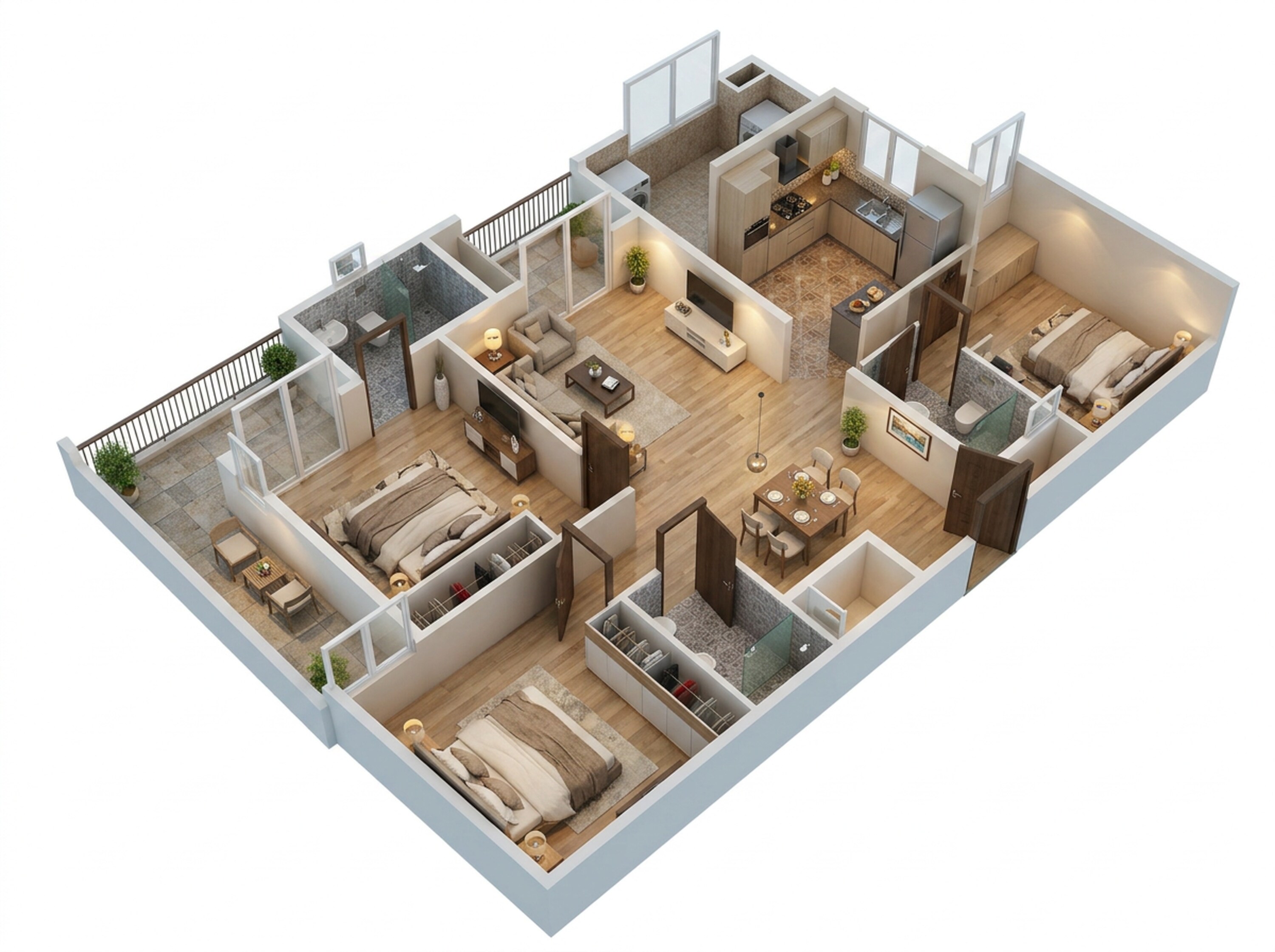 Floor plan of 3 BHK 1572 Sq. Ft. Apartment in Sowparnika Euphoria, Bangalore