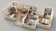 Floor plan of 2 BHK 883 Sq. Ft. Apartment in Provident Equinox 3, Bangalore