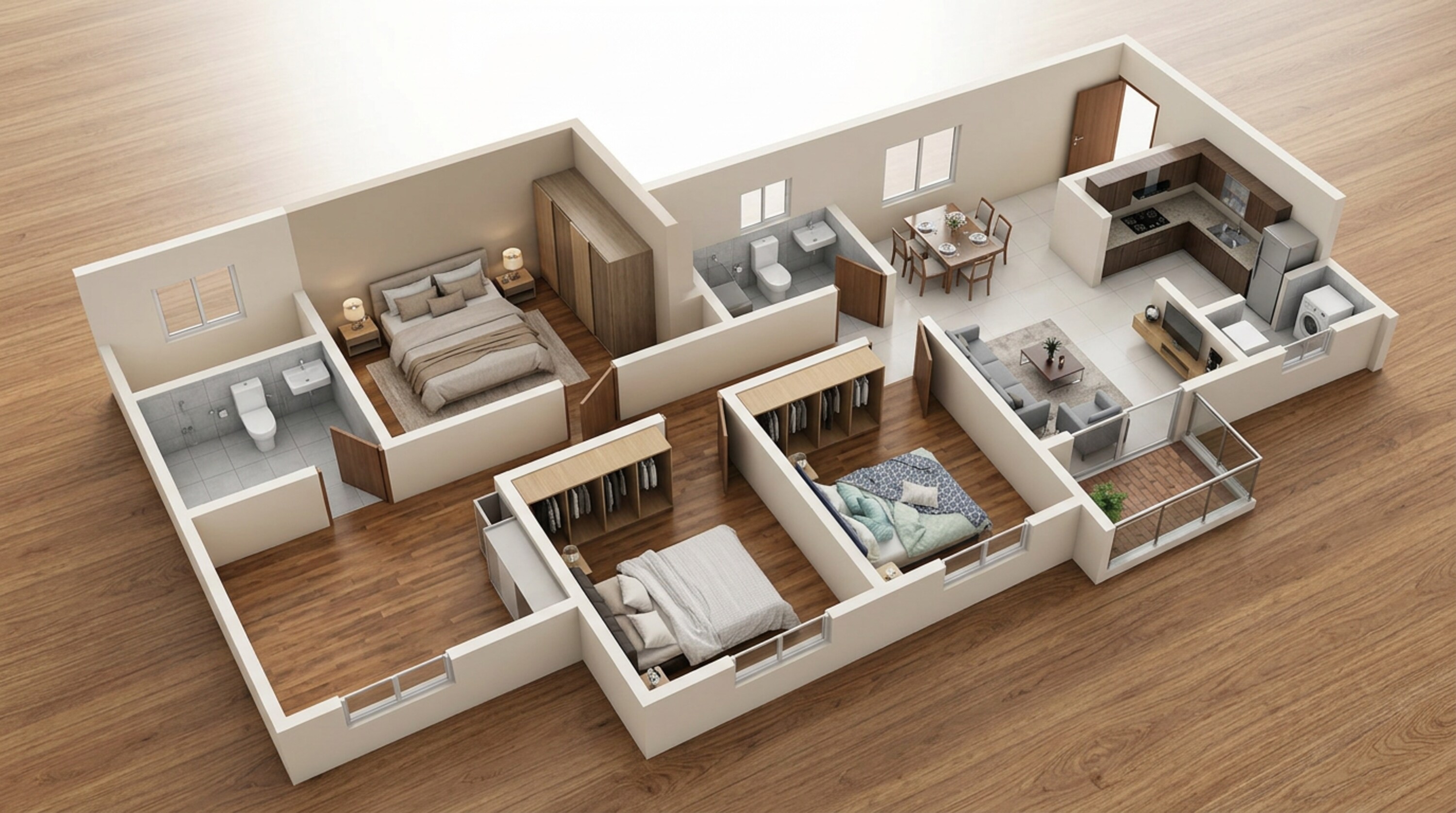 Floor plan of 3 BHK 1082 Sq. Ft. Apartment in Provident Equinox 3, Bangalore