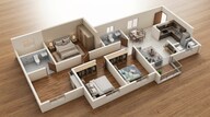 Floor plan of 3 BHK 1082 Sq. Ft. Apartment in Provident Equinox 3, Bangalore