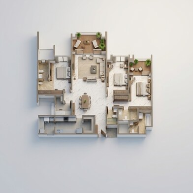 Floor plan of 3 BHK 1866 Sq. Ft. Apartment in Lodha Estilo, Pune