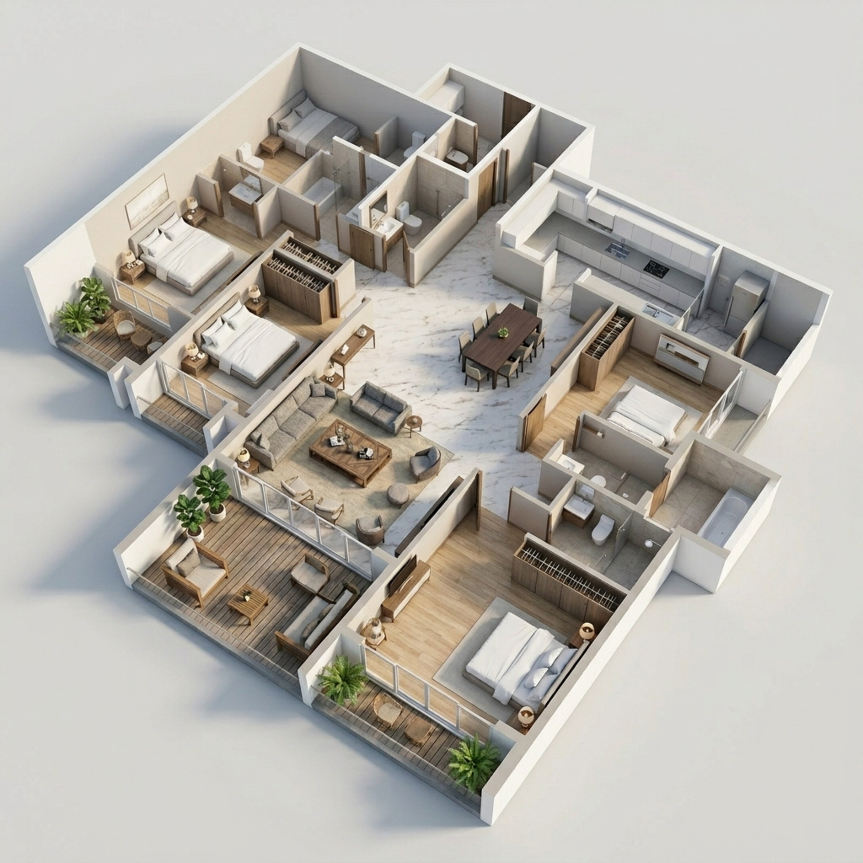 Floor plan of 4 BHK 2148 Sq. Ft. Apartment in Lodha Estilo, Pune