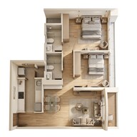 Floor plan of 2 BHK 704 Sq. Ft. Apartment in Godrej Nurture Mumbai, Mumbai