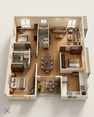 Floor plan of 3 BHK 1497 Sq. Ft. Apartment in NCC Urban Ivy Towers, Chennai
