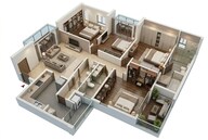 Floor plan of 3 BHK 1492 Sq. Ft. Apartment in Godrej River Crest, Pune