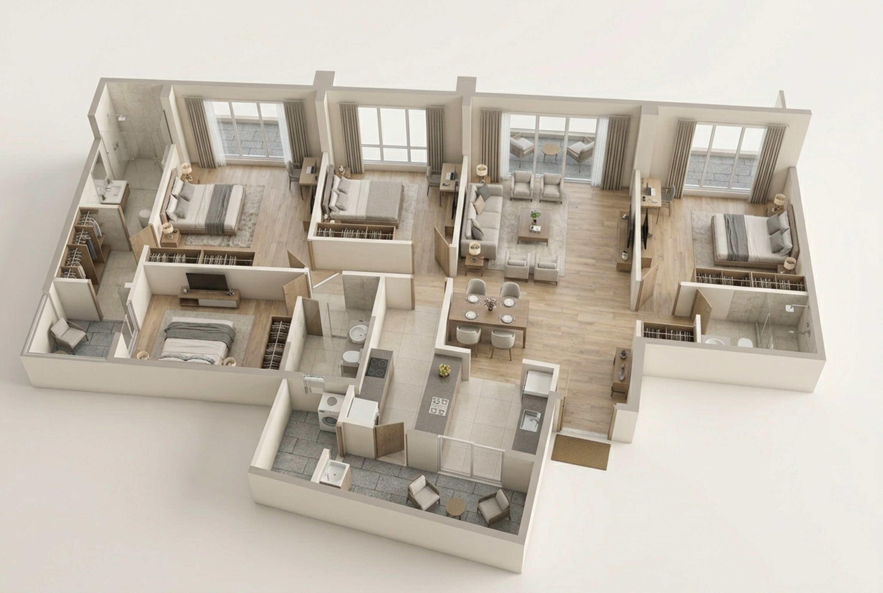 Floor plan of 4 BHK 1726 Sq. Ft. Apartment in Godrej River Crest, Pune