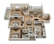 Floor plan of 3 BHK 2098 Sq. Ft. Apartment in Sobha Infinia, Bangalore