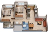 Floor plan of 2 BHK 521 Sq. Ft. Apartment in Arihant Avanti, Thane