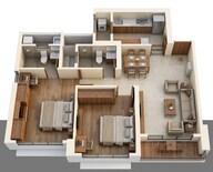 Floor plan of 2 BHK 780 Sq. Ft. Apartment in Kalpataru Advay, Mumbai