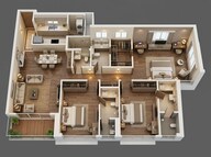 Floor plan of 3 BHK 1191 Sq. Ft. Apartment in Kalpataru Advay, Mumbai