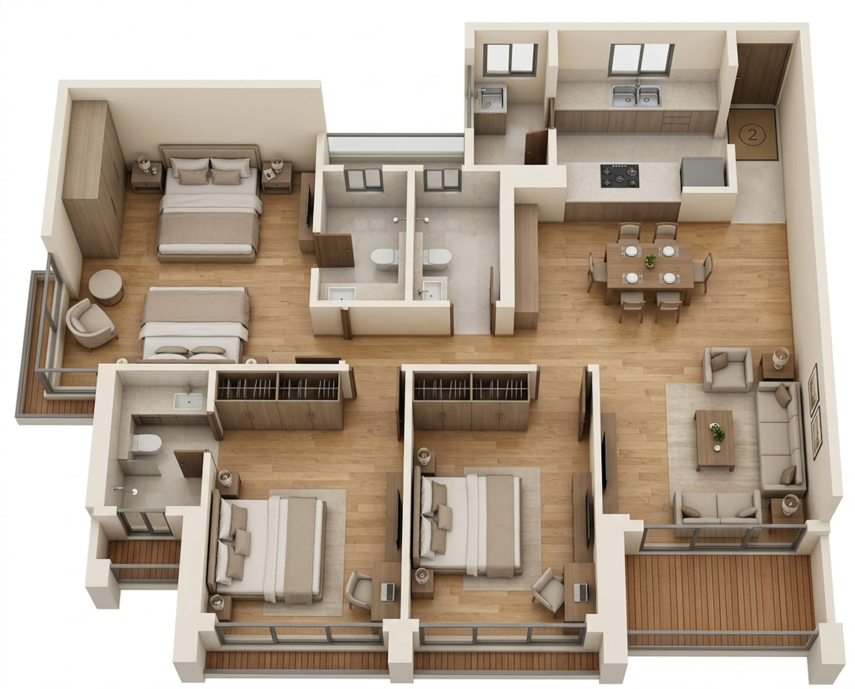 Floor plan of 3 BHK 1319 Sq. Ft. Apartment in Kalpataru Advay, Mumbai