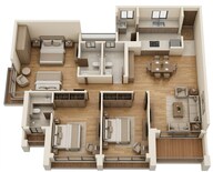 Floor plan of 3 BHK 1319 Sq. Ft. Apartment in Kalpataru Advay, Mumbai