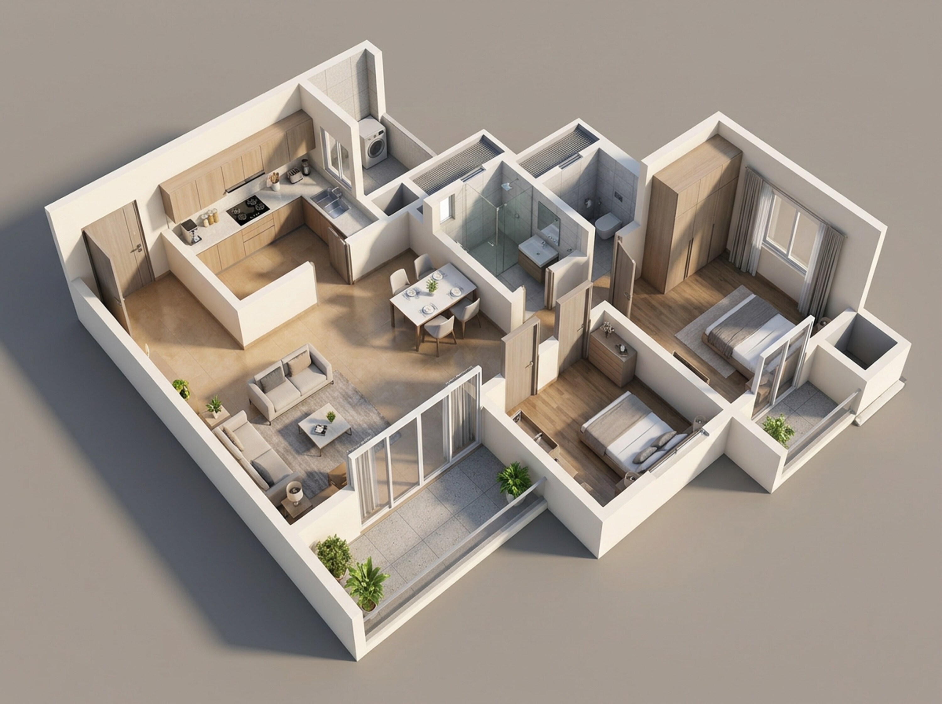 Floor plan of 2 BHK 859 Sq. Ft. Apartment in VTP Monarque, Pune
