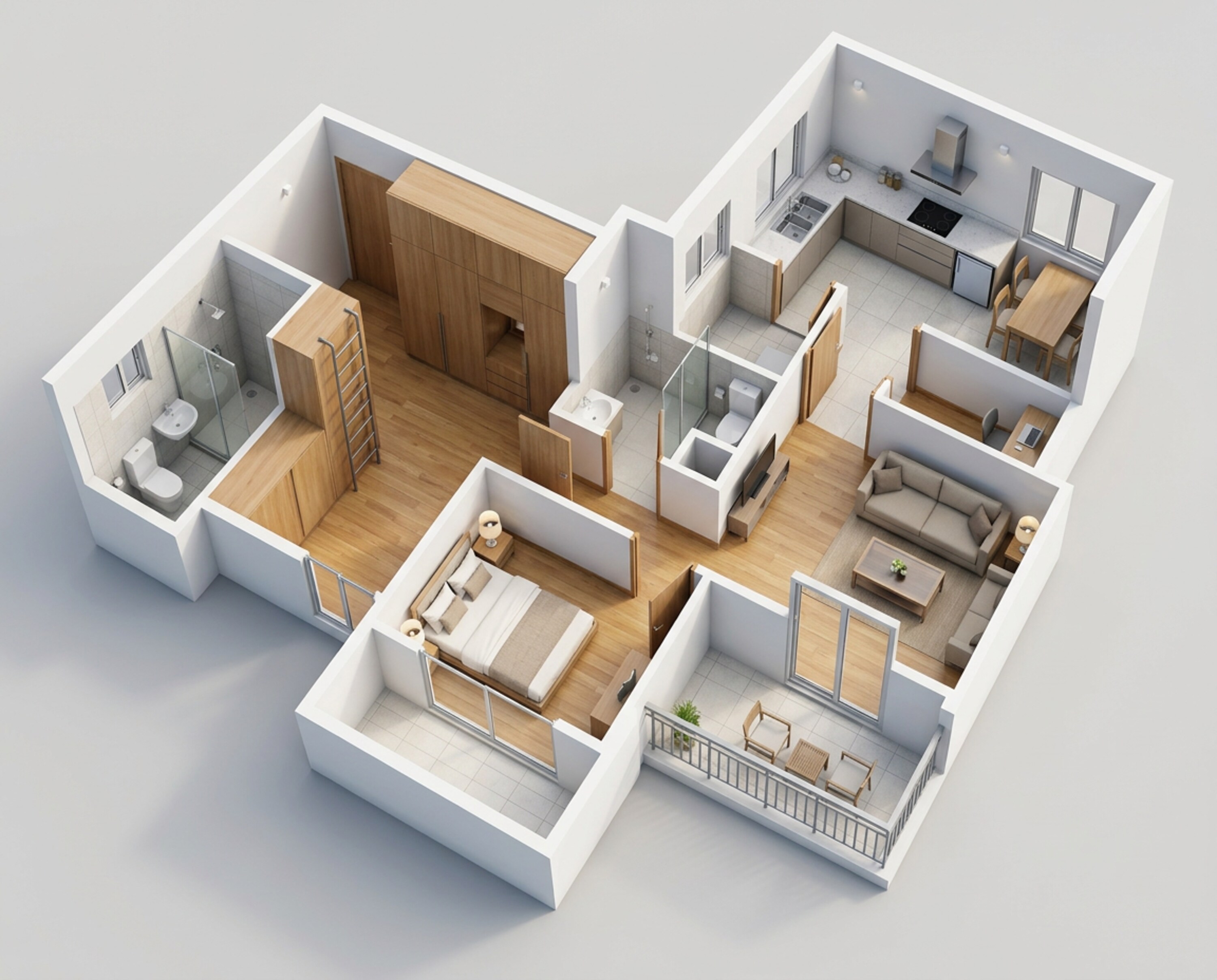 Floor plan of 2 BHK 693 Sq. Ft. Apartment in New Front 48 Central Park, Pune