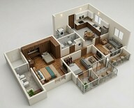 Floor plan of 2 BHK 693 Sq. Ft. Apartment in New Front 48 Central Park, Pune