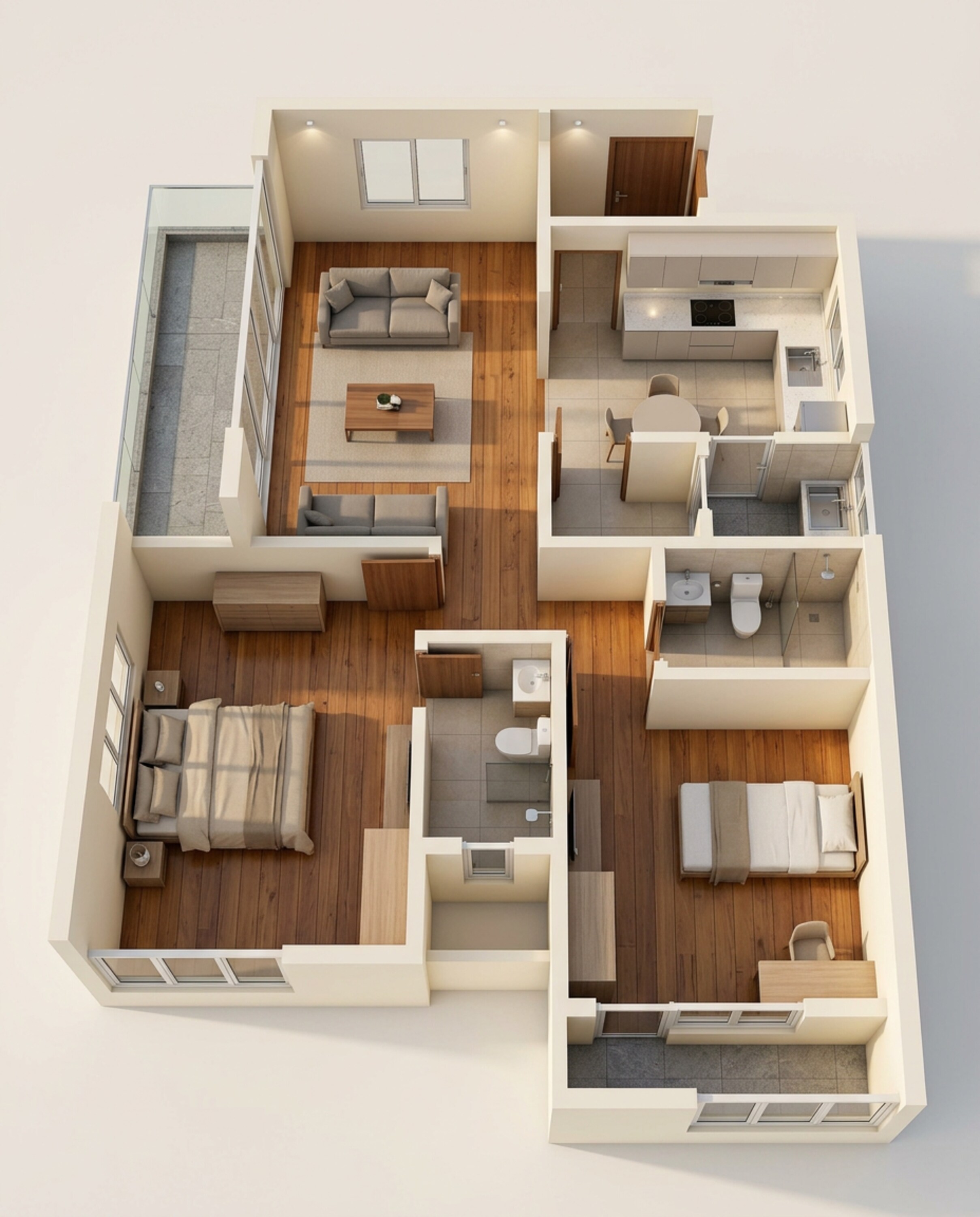 Floor plan of 2 BHK 782 Sq. Ft. Apartment in New Front 48 Central Park, Pune
