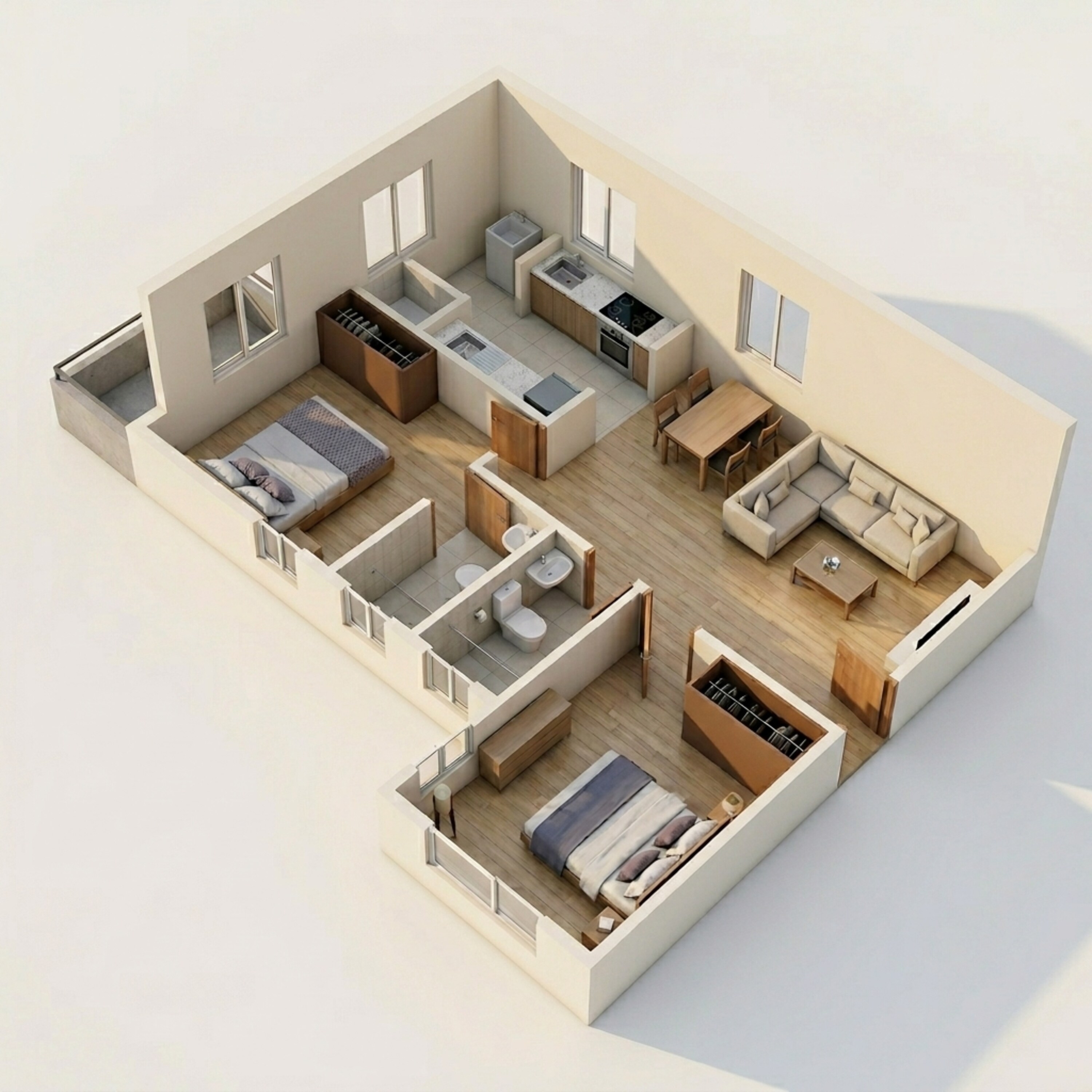 Floor plan of 2 BHK 1069 Sq. Ft. Apartment in DS Max Sky Sanman, Bangalore