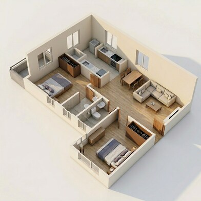 Floor plan of 2 BHK 1069 Sq. Ft. Apartment in DS Max Sky Sanman, Bangalore