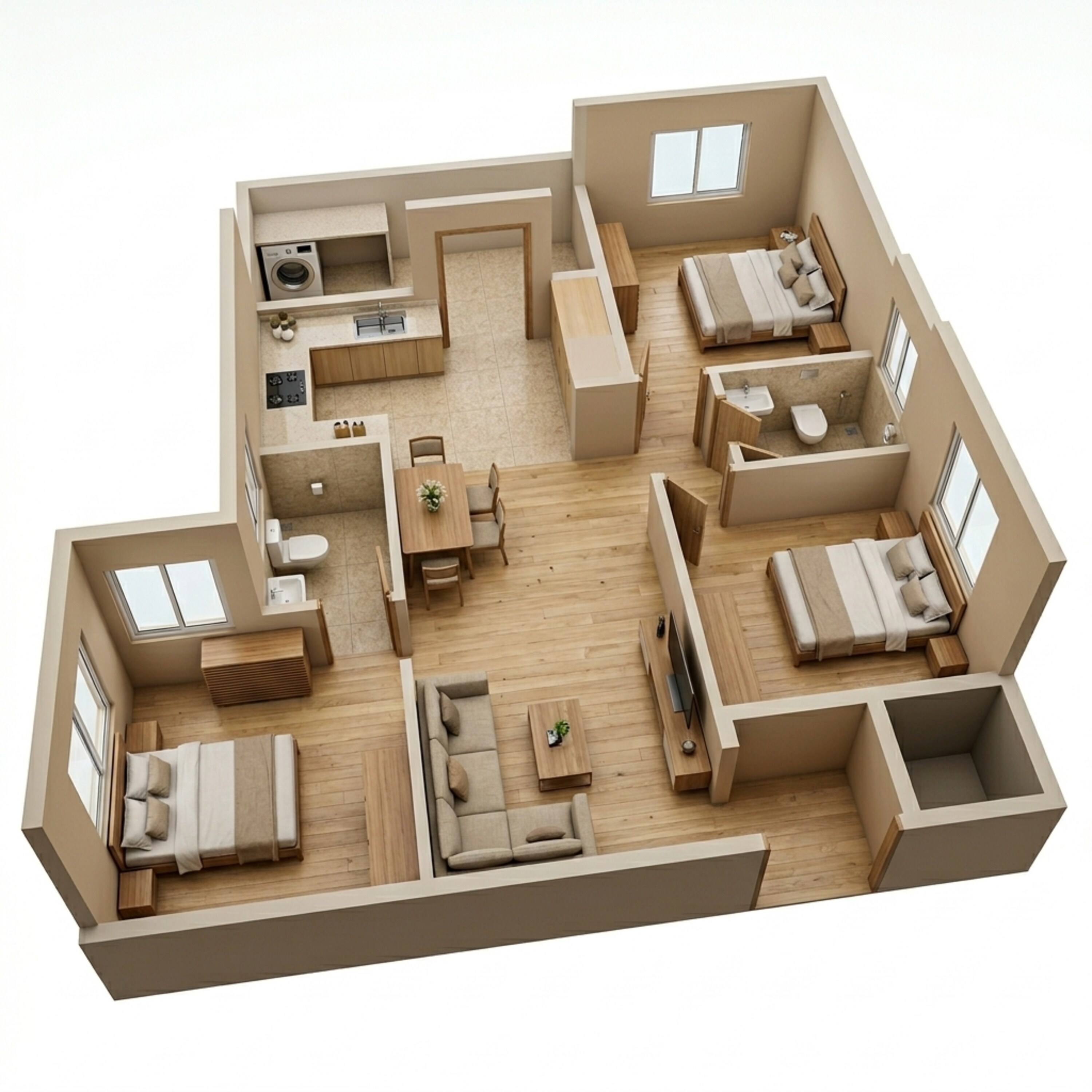 Floor plan of 3 BHK 1250 Sq. Ft. Apartment in DS Max Sky Sanman, Bangalore