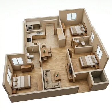 Floor plan of 3 BHK 1250 Sq. Ft. Apartment in DS Max Sky Sanman, Bangalore