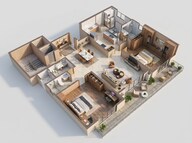 Floor plan of 3 BHK 2005 Sq. Ft. Apartment in Prestige Raintree Park, Bangalore
